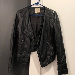 Faux Leather / Sweater Accent Jacket